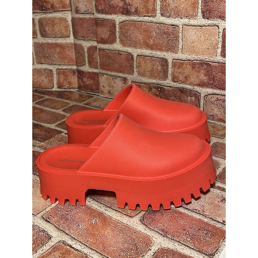 Jeffrey Campbell Bubblegum Red Platform Clogs Lug Sole Mules Womens Size 7 38 - Picture 4 of 8